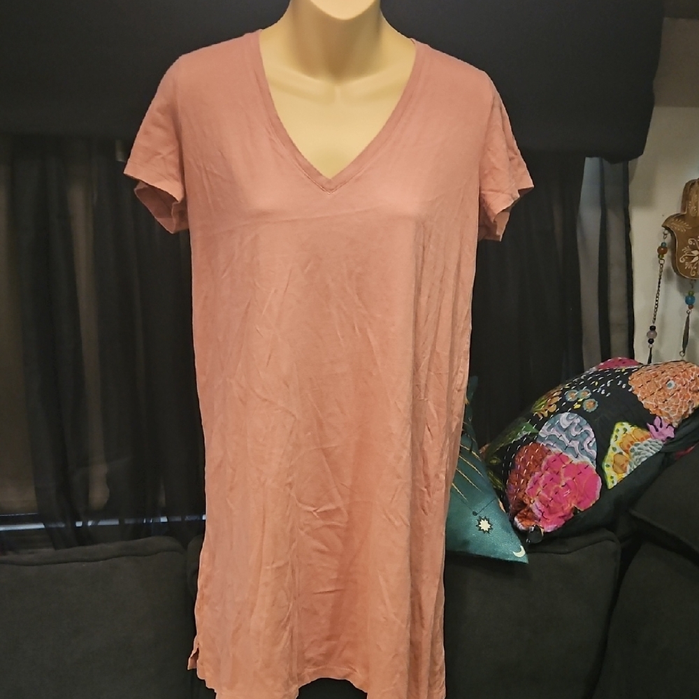 V-Neck Short Sleeve Dress - Maroon